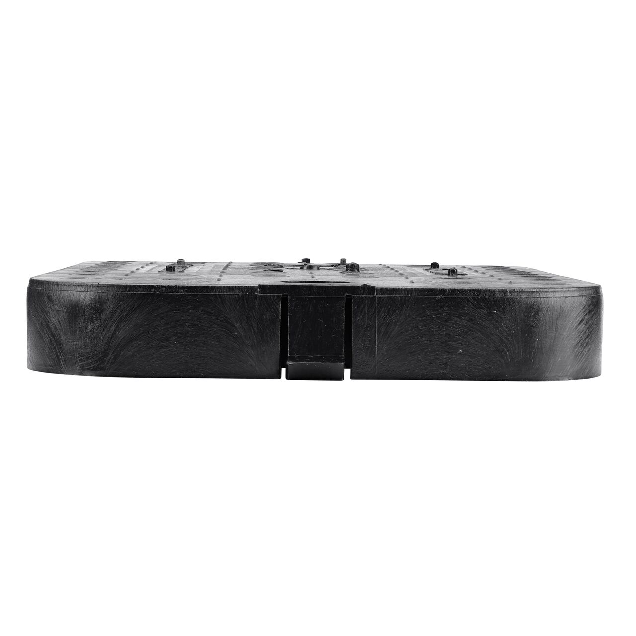 The NDS 14 X 19 in. Rectangular Standard Series Black Water Meter Meter Box Cover (NDS D1200-DITRL) is a Drop-in AMR lid shown here from the side, that prevents dirt and debris from entering the meter box