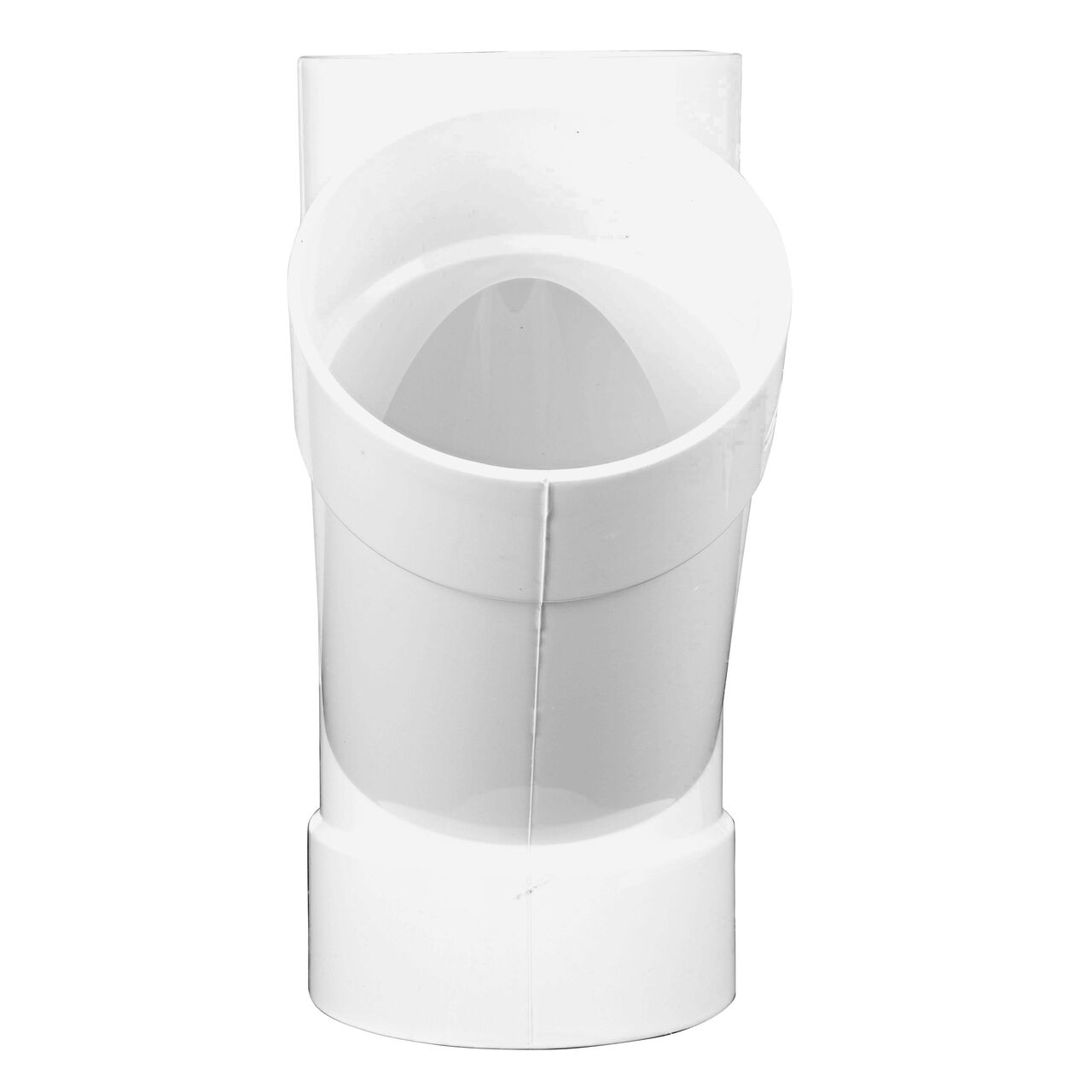 Vertical front view of the NDS 4 in. PVC Sewer and Drain 45° Wye (NDS 4P08C*, NDS 4P08*, NDS 4P08)