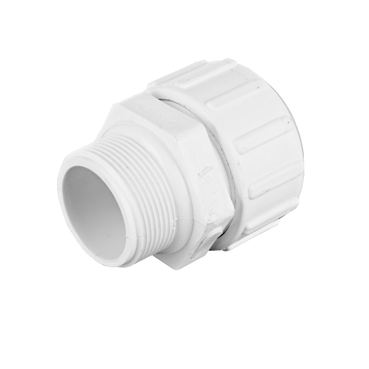 Threaded CTS MPT connection end on the NDS 1 1/2 in. Flo-Lock™ PVC Gripper Adapter, 1-1/2 in. CTS X 1-1/2 in. CTS MPT (NDS 235-15)