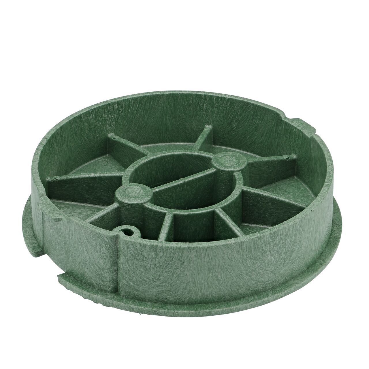 Bottom view of the reinforced ribs on the NDS 10 in. Green Water cover (NDS 311CW) that fit the NDS 10 in. Pro-Spec® Series Valve Box