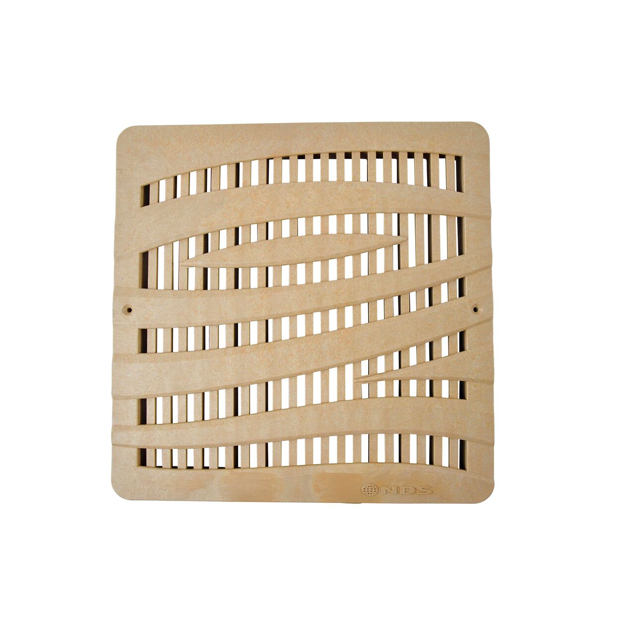 Alternate top down view of NDS 12 in. Square Catch Basin Drain Grate, Decorative Wave Design, Sand Plastic (NDS 1224S)