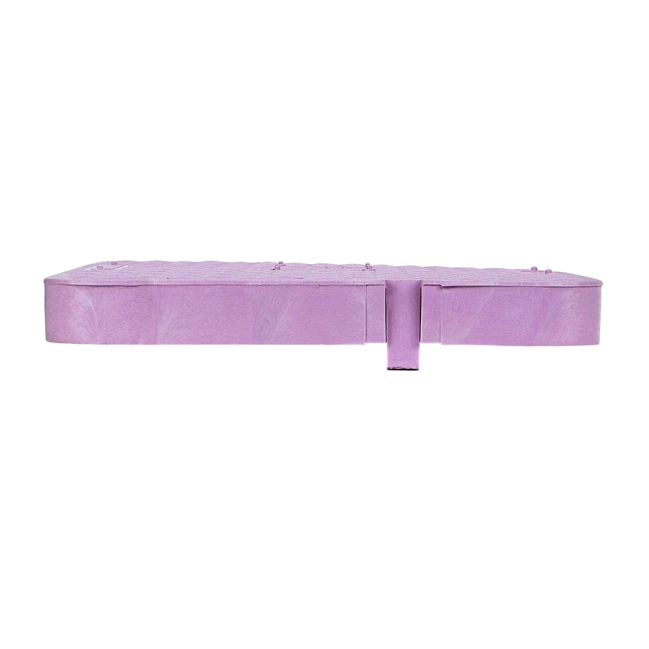 The NDS 13 in. X 20 in. Rectangular Standard Series Purple Reclaimed Water Meter Box Cover (NDS D1500-DISPL) is an Drop-in lid shown here from the side, that prevents dirt and debris from entering the meter box