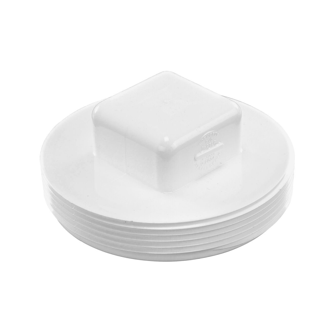 PVC plug for 4 in. Sewer and Drain pipes, MPT fits 4 in. FPT adapters (NDS 41P8*, NDS 41P8, NDS 418)