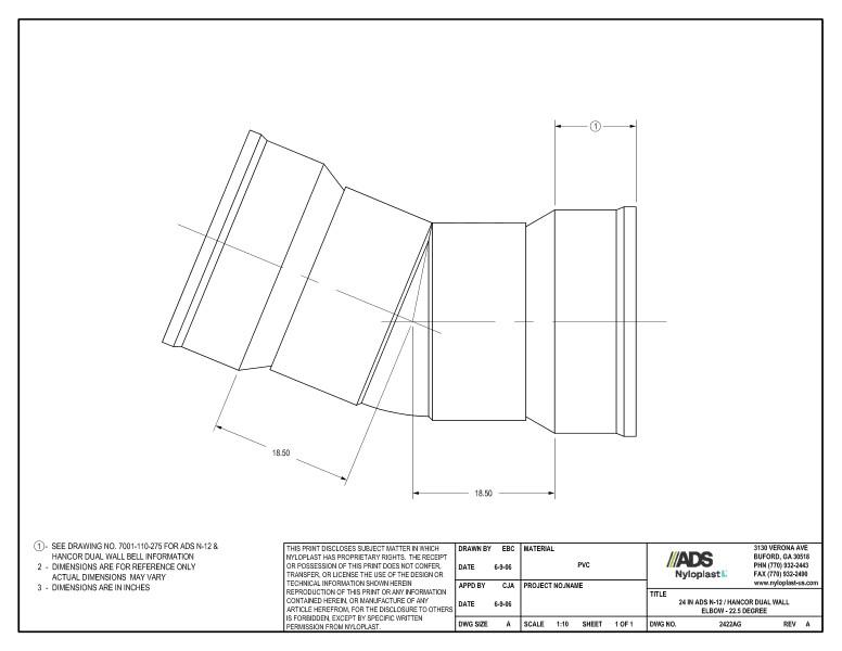 24" N-12 Dual Wall Elbow - 22.5 Degree Nyloplast Detail 