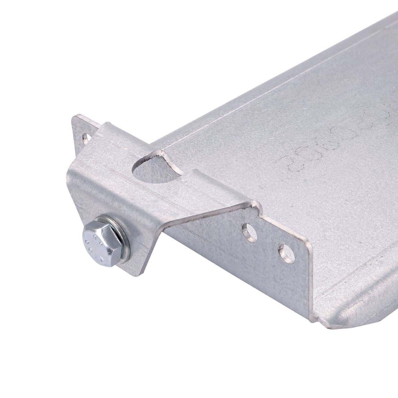 Closeup view of one side of the BG-FILCOTEN® 200 Trench Drain Rebar Support (NDS 19020902) accessory showing built-in opening for rebar to anchor the channel to a prepared base.