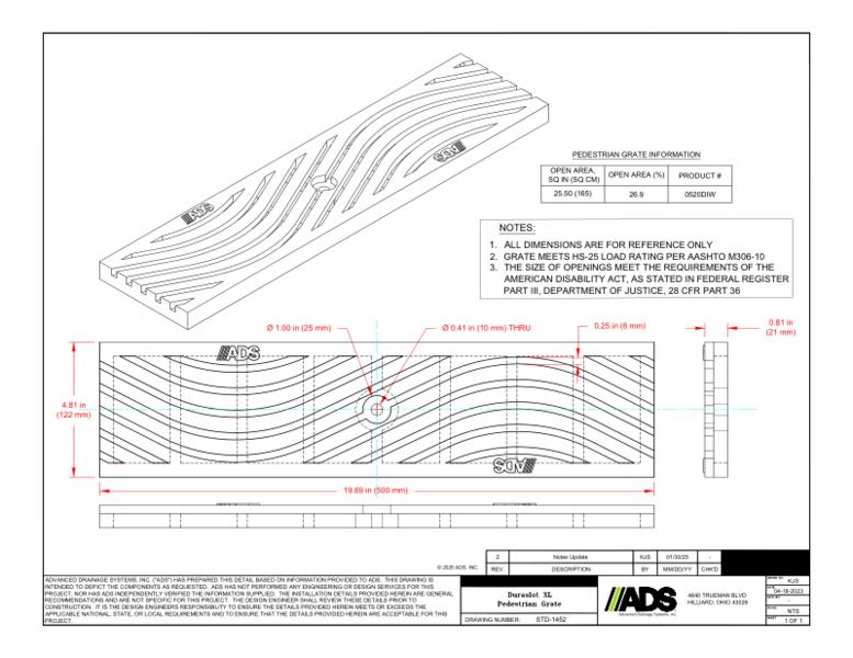 1452 Duraslot XL Pedestrain Grate