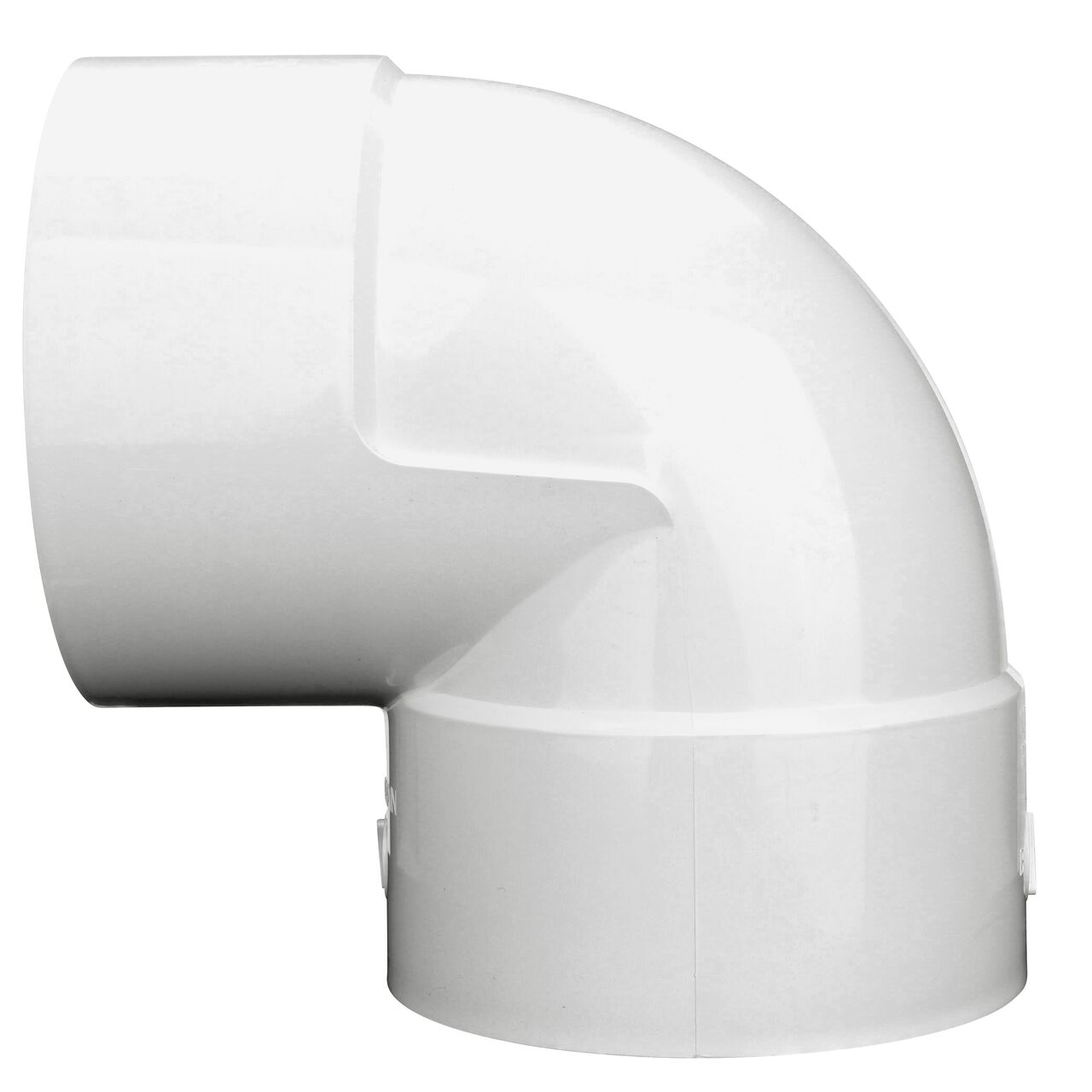 Vertical front facing view of the opening of the NDS 6 in. PVC Sewer and Drain 90° Elbow (NDS 6P02)