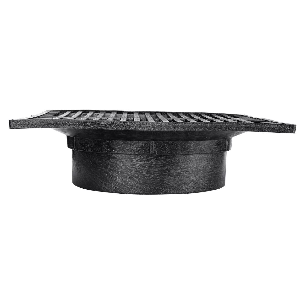 Side view of the NDS 9 in. Square Grate in Black Plastic (NDS 970*, NDS 970)