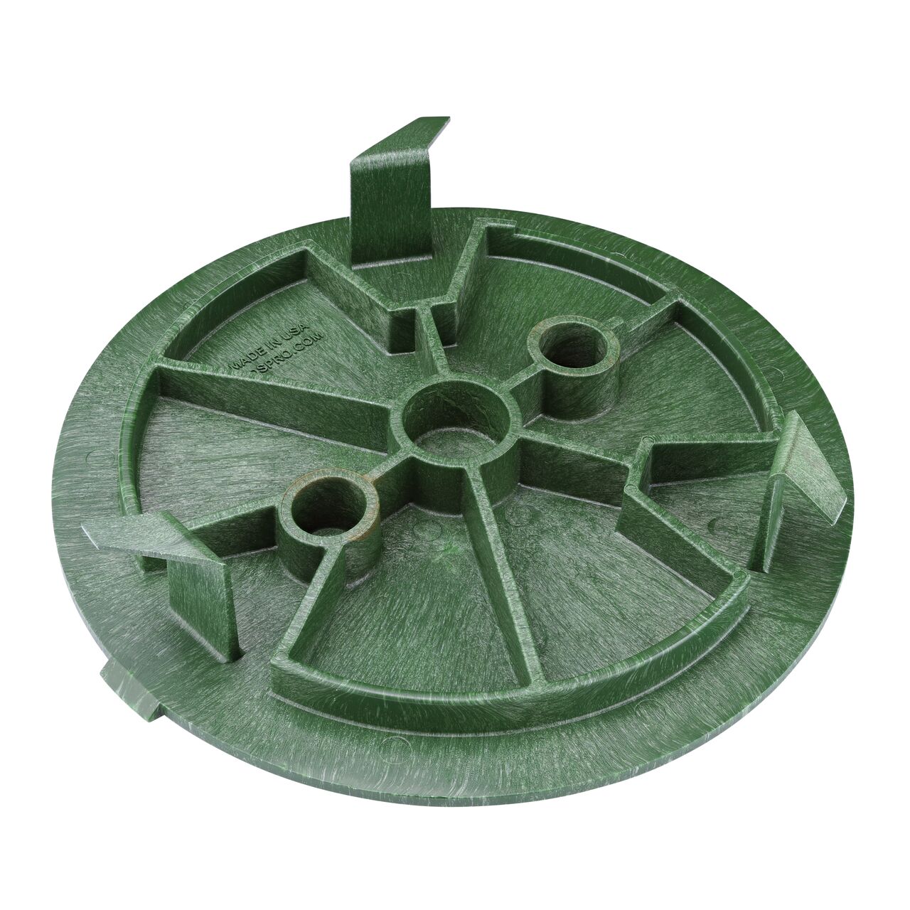 Bottom of 10 in. Round SureFit Universal Valve Box Lid with SnapLock technology; prongs grab securely to box (NDS 10RND-UC)