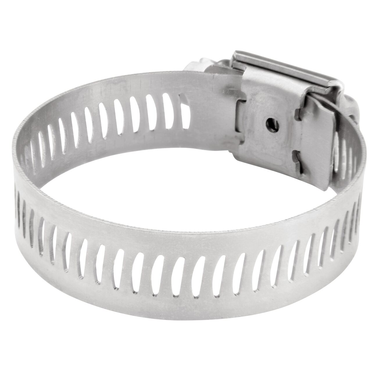 The NDS SAE 20 Worm Drive Hose Clamp with Aero Seal 1/2 in. band width (NDS 64020H) has arcial perforated slots in band for added strength and smoother engagement