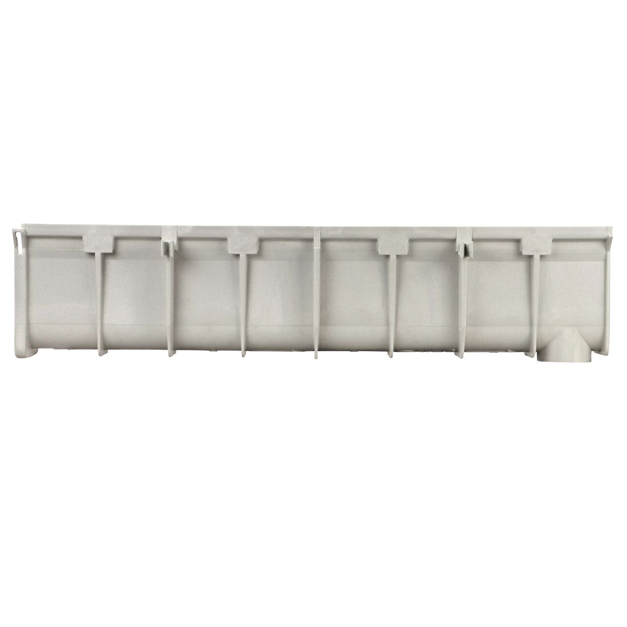 Side view of the NDS Neutral 9.37 in. Deep Dura Slope™ Channel Drain, end to end (NDS DS-106N)