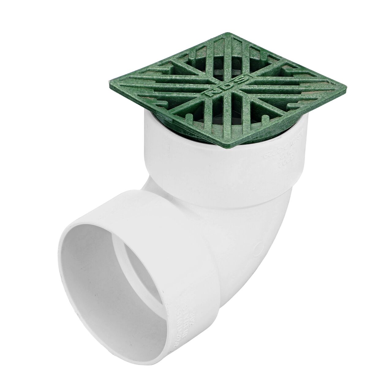 NDS Green plastic 4 in. Square Grate fits 3 in. Drain Pipes & Fittings installed in 3 in. S&D Elbow (NDS 1)