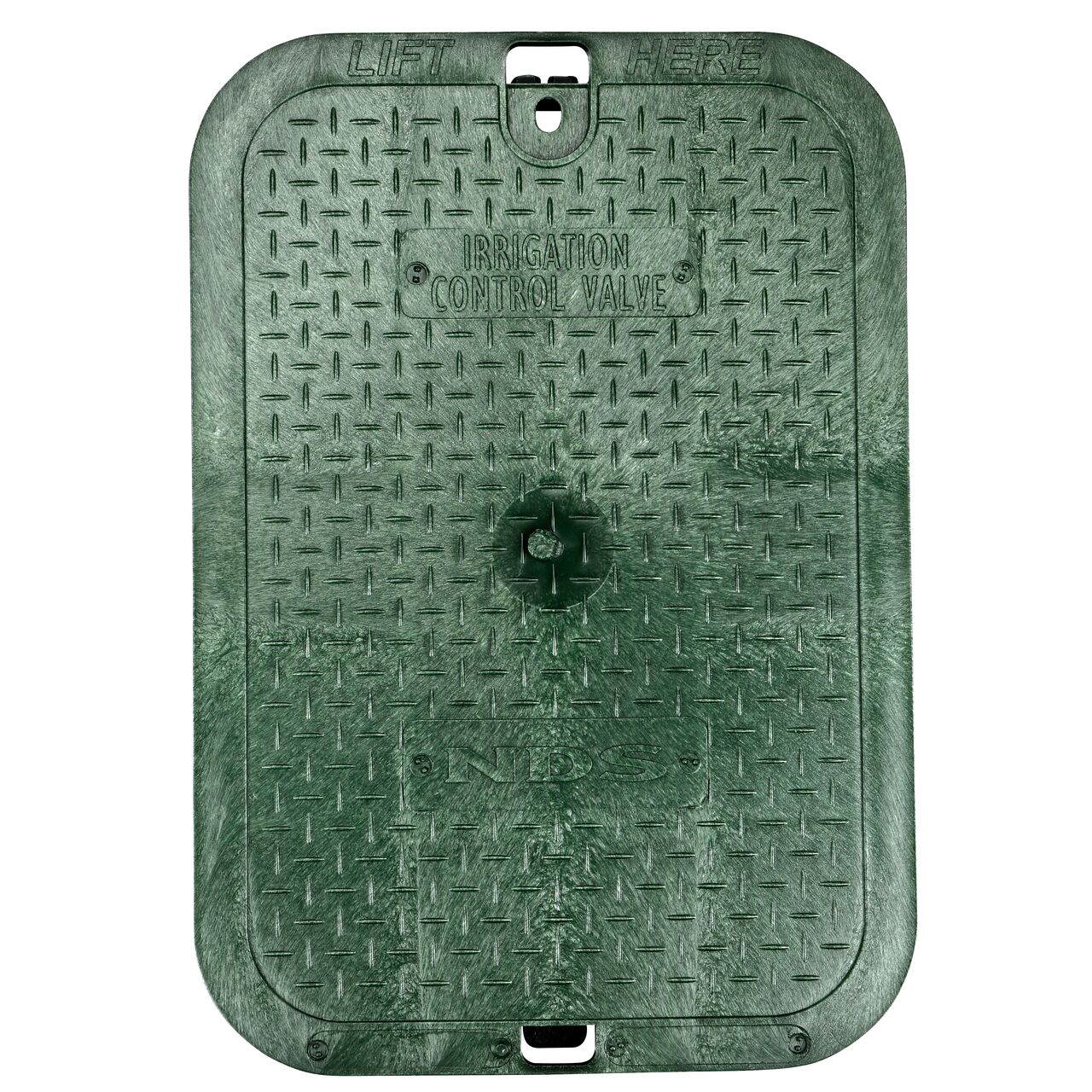 Alternate View of the top of 14 in. X 19 in. Rectangular Green ICV Cover; conceals components (NDS 114BC)