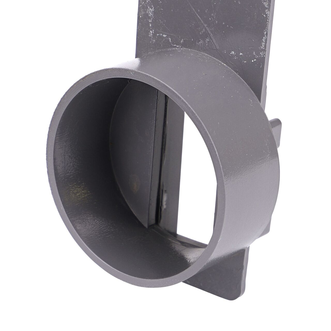 Closeup of the opening of the NDS Gray Micro Channel™ Drain End Outlet (NDS 8463)