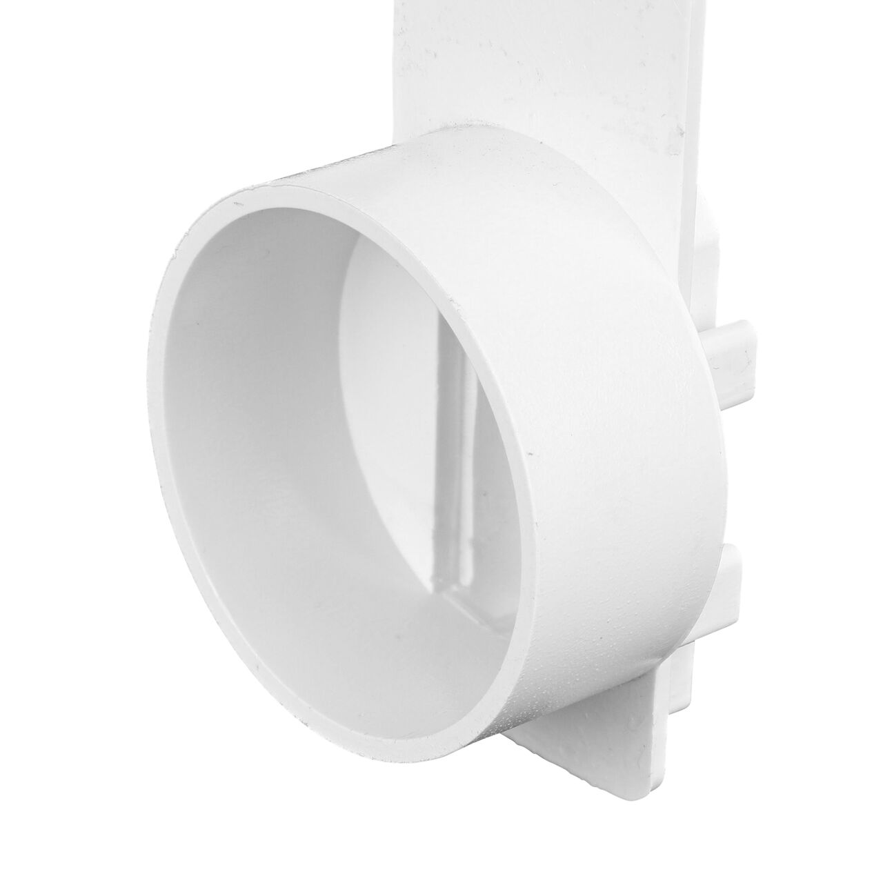 Closeup of the opening of the NDS White Micro Channel™ Drain End Outlet (NDS 8461)