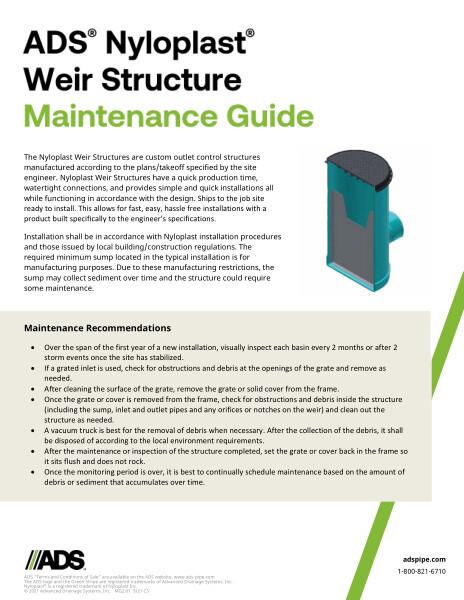 Weir Structure Nyloplast Maintenance Guide