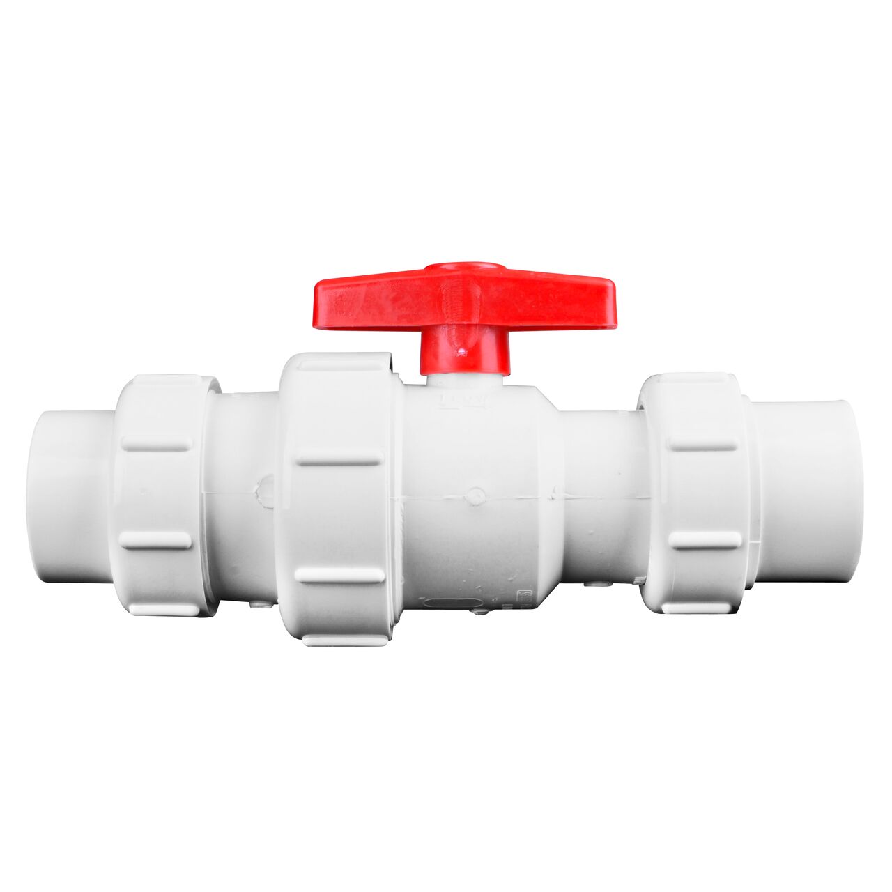 Side view of NDS White 1-1/2 in, IPS U X U Checkmate PVC Swing Check and Ball Valve Combination (NDS 2200-15TU)