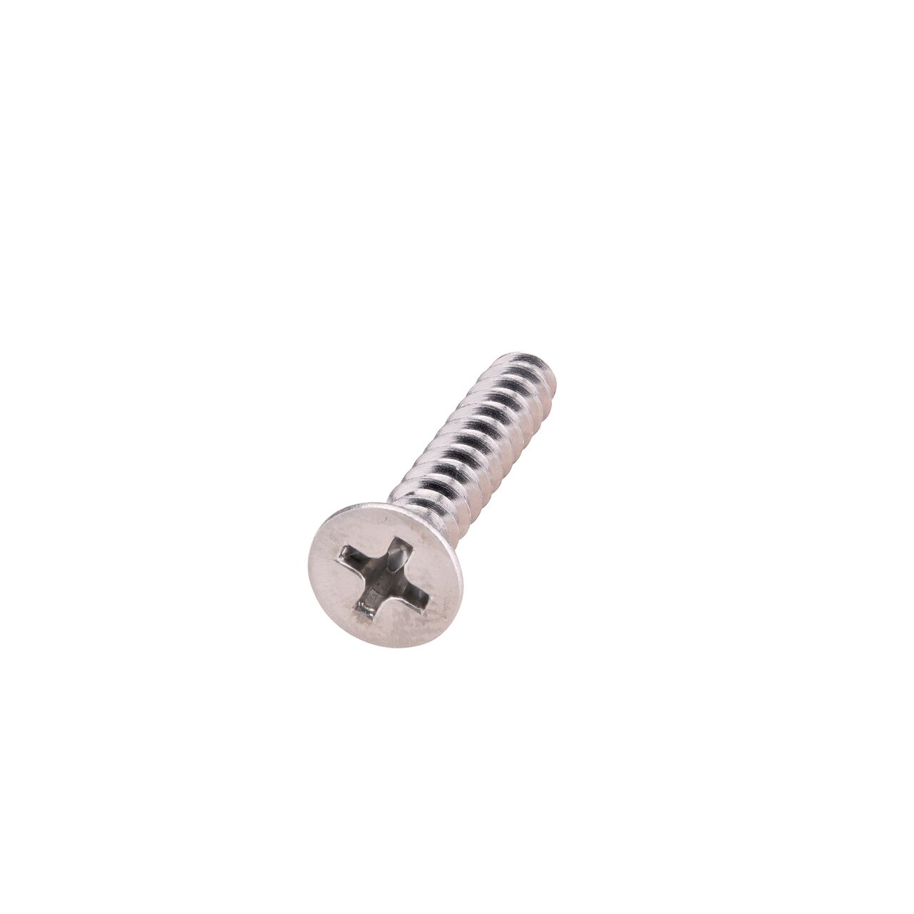 Closeup of the head of stainless steel #8 X 1 in. Phillips Flat Head Screw (NDS 229)