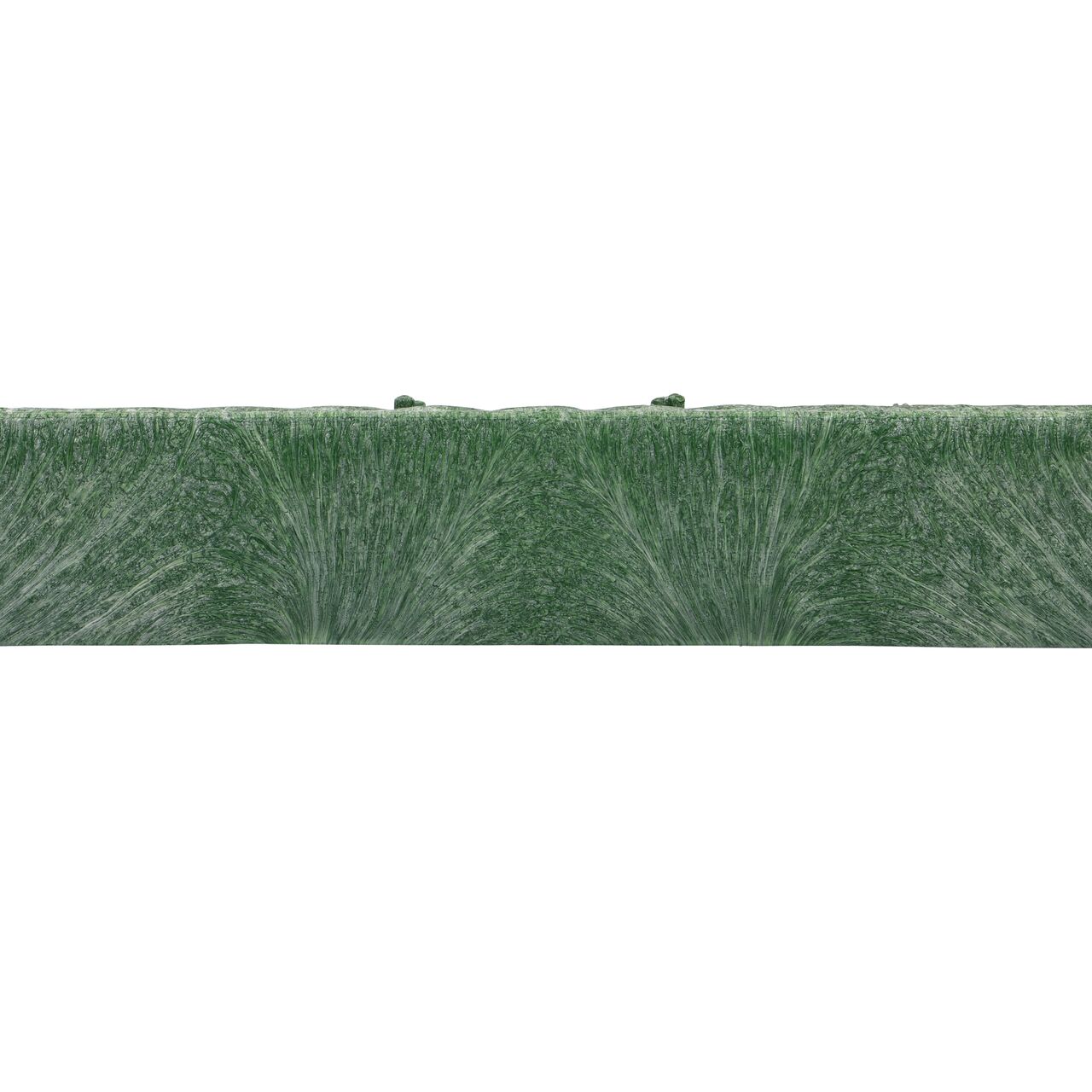 The NDS 17 in. X 30 in. Rectangular Pro-Spec® Series Green Irrigation Control Valve Box Cover (NDS 323CD) is a drop-in lid shown here from the side, that prevents dirt and debris from entering the valve box