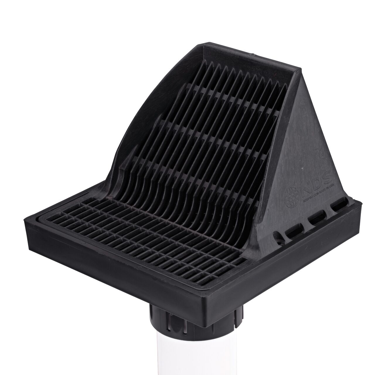 Use the outlet adapter on the 9 in. Square Downspout Defender™ Kit (NDS 900DSGKIT) to install on 3 in. S&D pipe