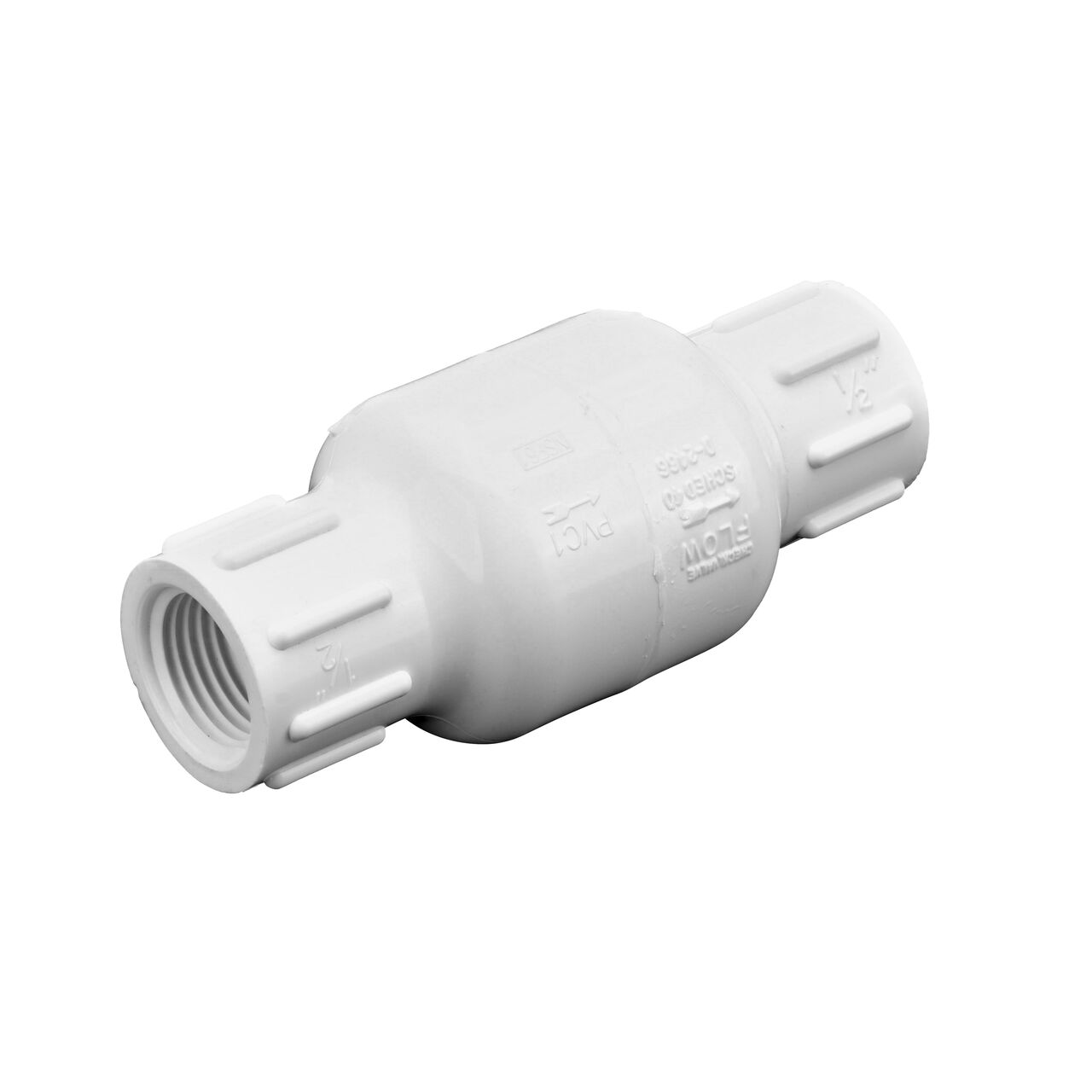 NDS White 1/2 in. IPS FPT X FPT PVC Adjustable Spring Check Valve with 2-5 lb. Spring (NDS 1205-05)