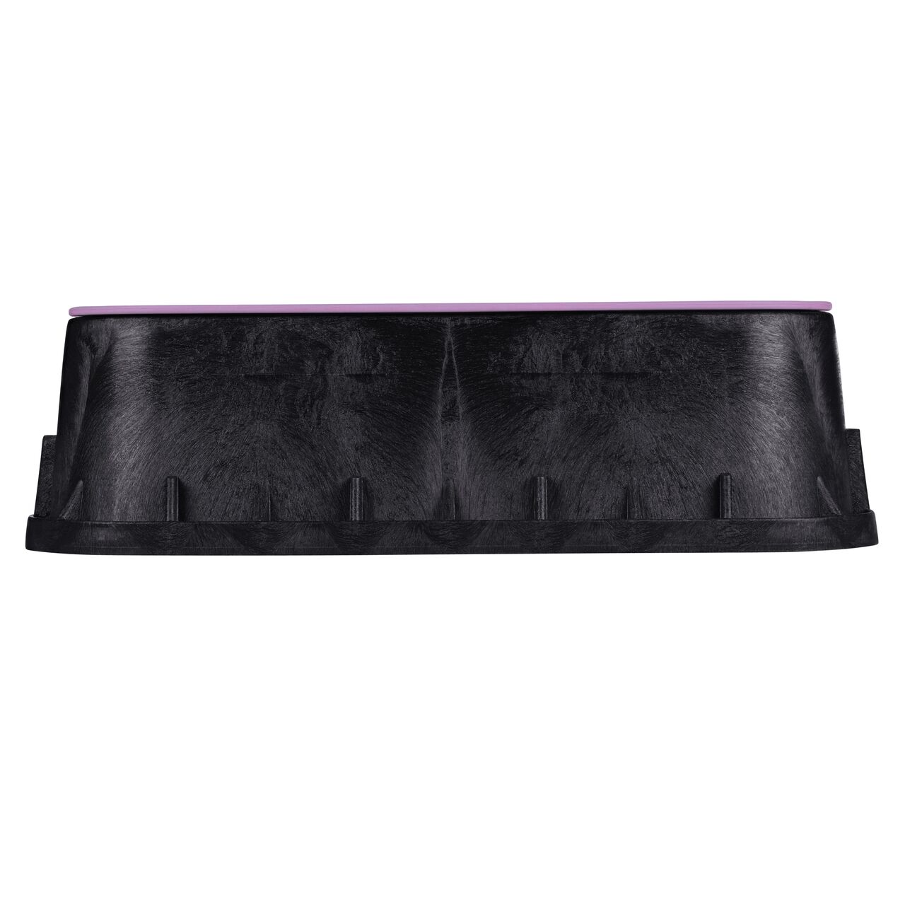 Side view of the longer length side of the NDS 13 in. X 20 in. Rectangular Standard Series Jumbo Tapered Extension Valve Box & Reclaimed Water Cover (NDS 119TBCR) which is engineered for superior strength with structural reinforcing ribs