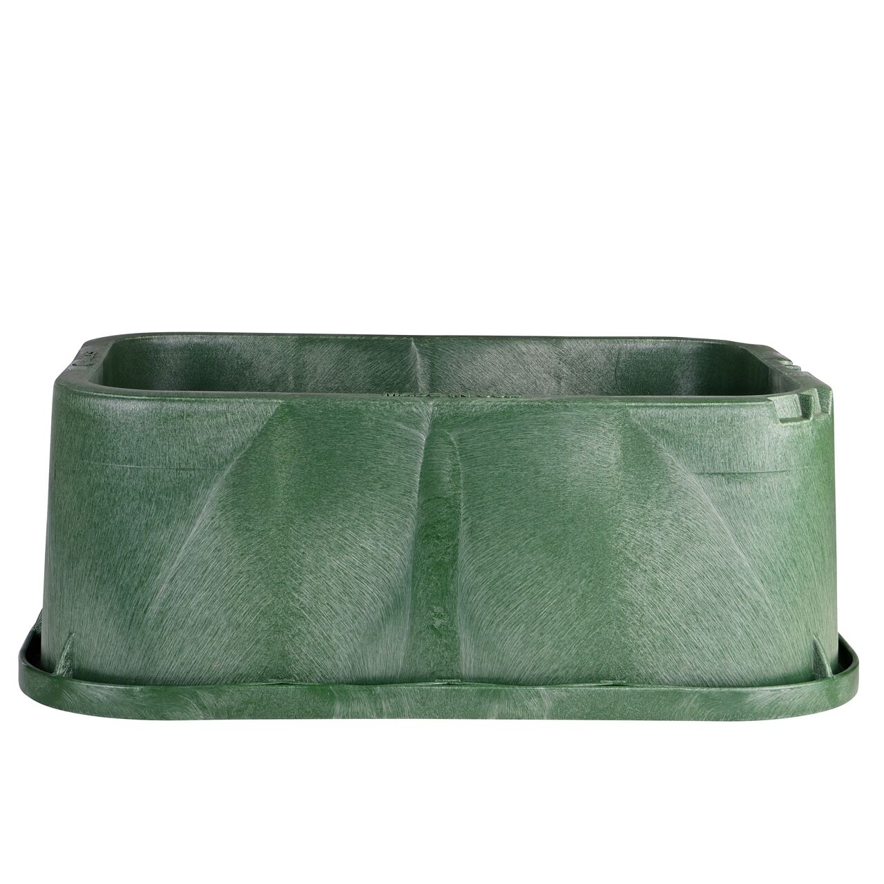 Side view of the NDS Green plastic 14 X 19 in. Rectangular Standard Series Valve Box Extension (NDS 114-6) to connect valves to your irrigation system