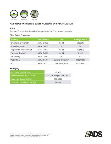 3201T Nonwoven Geosynthetic Specification