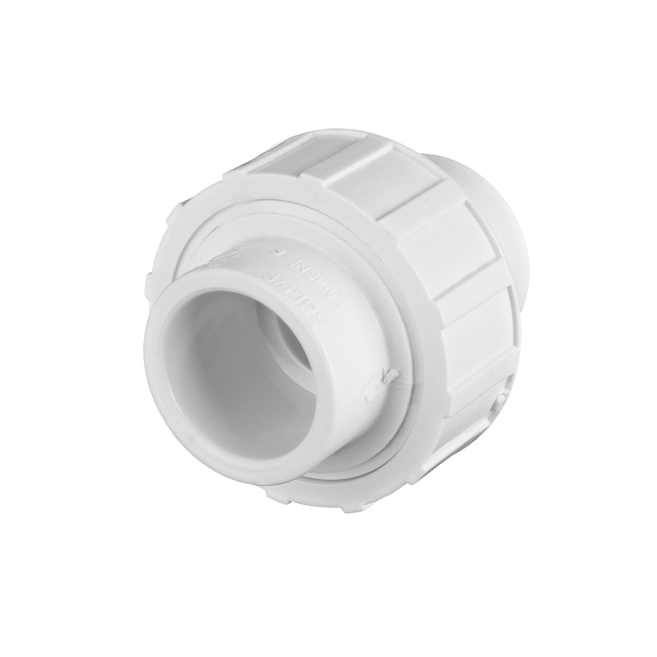 Use the NDS 3/4 in. PVC Union with dual slip connection ends for Schedule 40 pipes to make a leak-resistant connection between pipes without any glue necessary (NDS WU-0750-S)