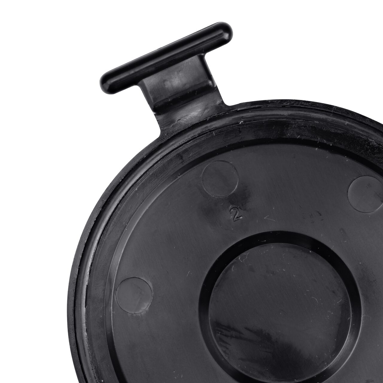 Closeup of the elastomeric gasket in the flapper which creates a watertight seal on the NDS Black 4 in. ABS Backwater Valve (NDS 475) and is replaceable