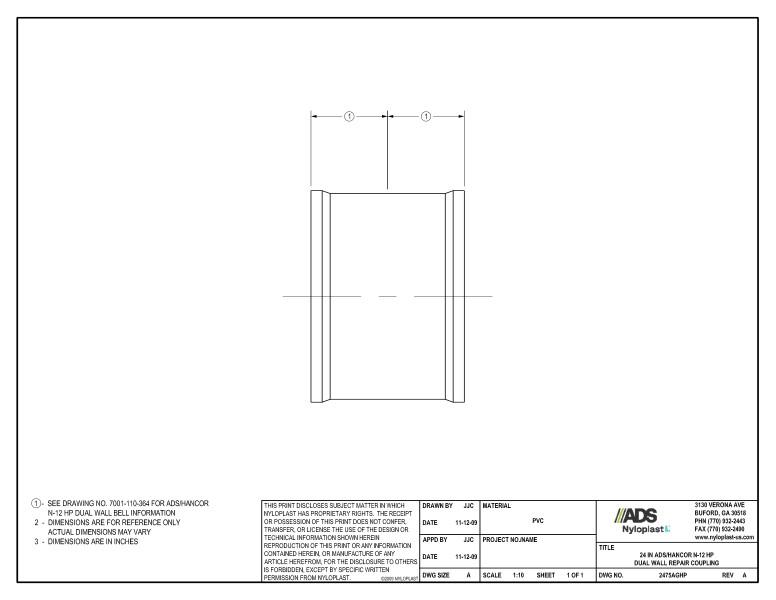 24" HP Repair Coupling Nyloplast Detail