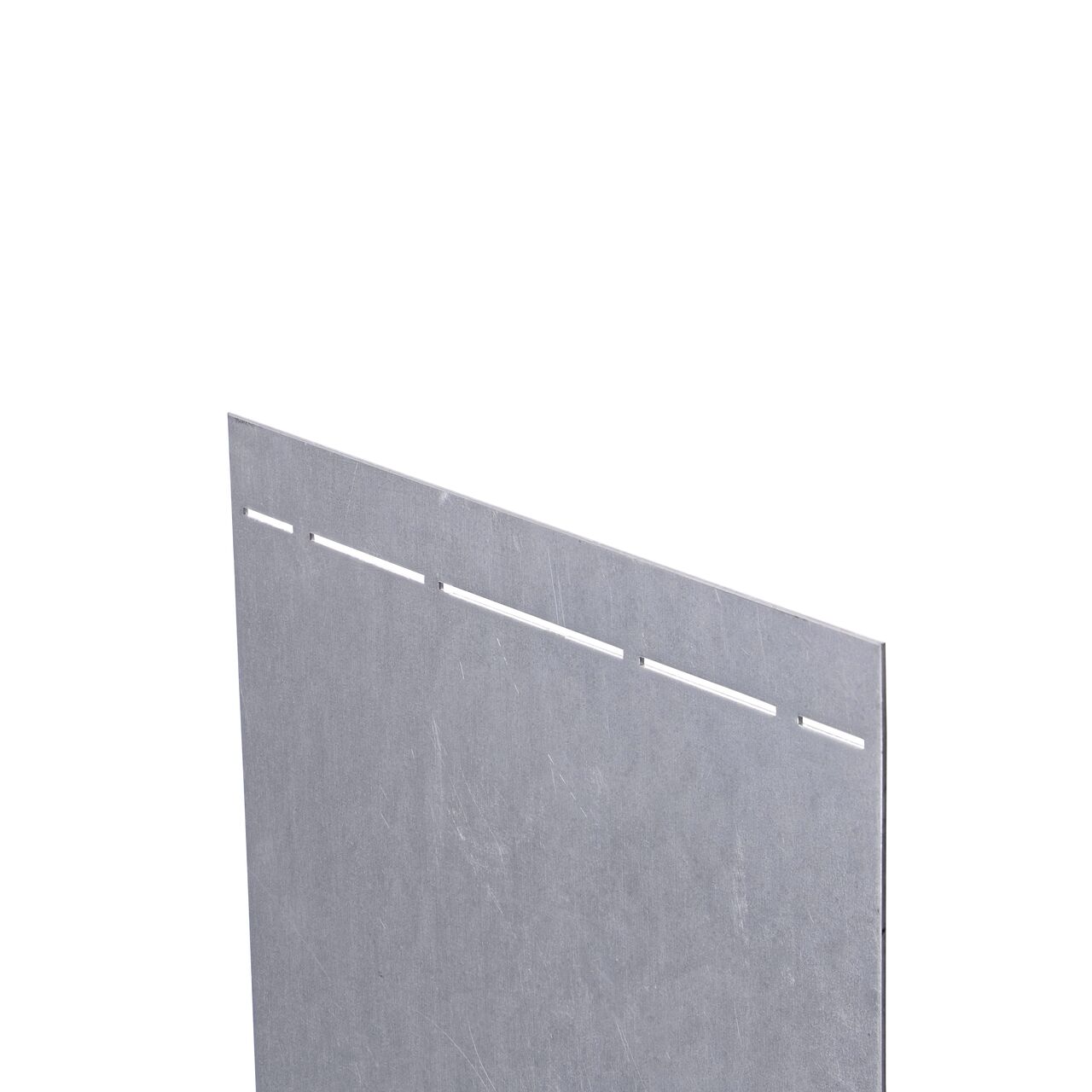 Closeup view of the top of the galvanized steel BG-FILCOTEN® by NDS® 200 Trench Drain End Cap (NDS 19020215) which stops the flow of water at end of the channel drain