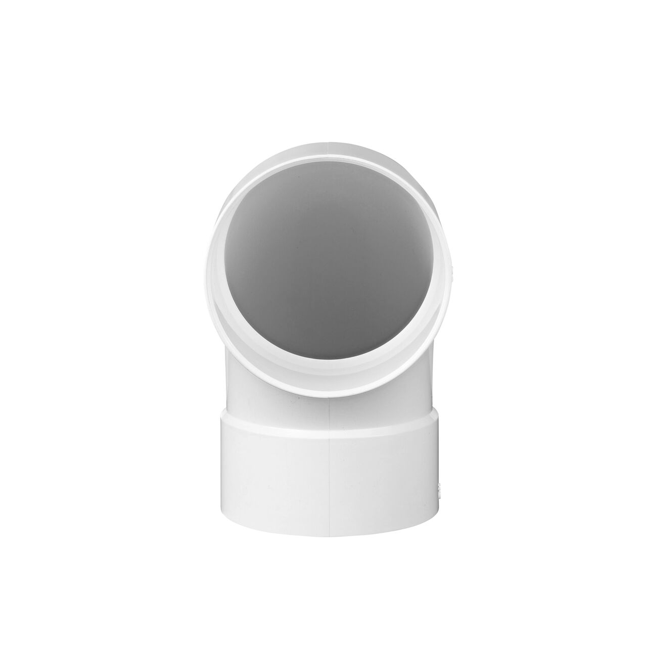 Side view of the NDS 3 in. PVC 90° long-turn street elbow with a Hub and Hub connection for sewer and drain pipes (NDS 31P0)