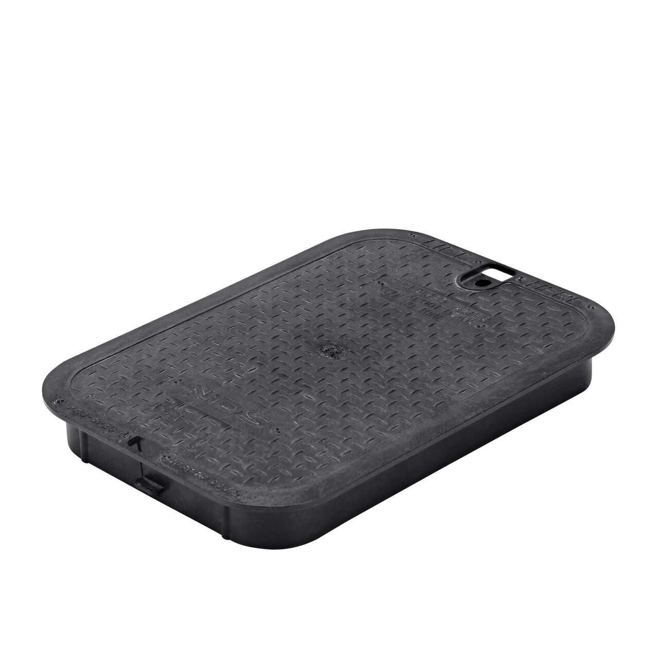 This NDS 14 in. X 19 in. Rectangular Pro-Spec® Series Valve Box Cover is a Black Cover with Reclaimed Water markings on the lid (NDS 313CRBLK) and fits NDS standard series 14 in. X 19 in. valve boxes