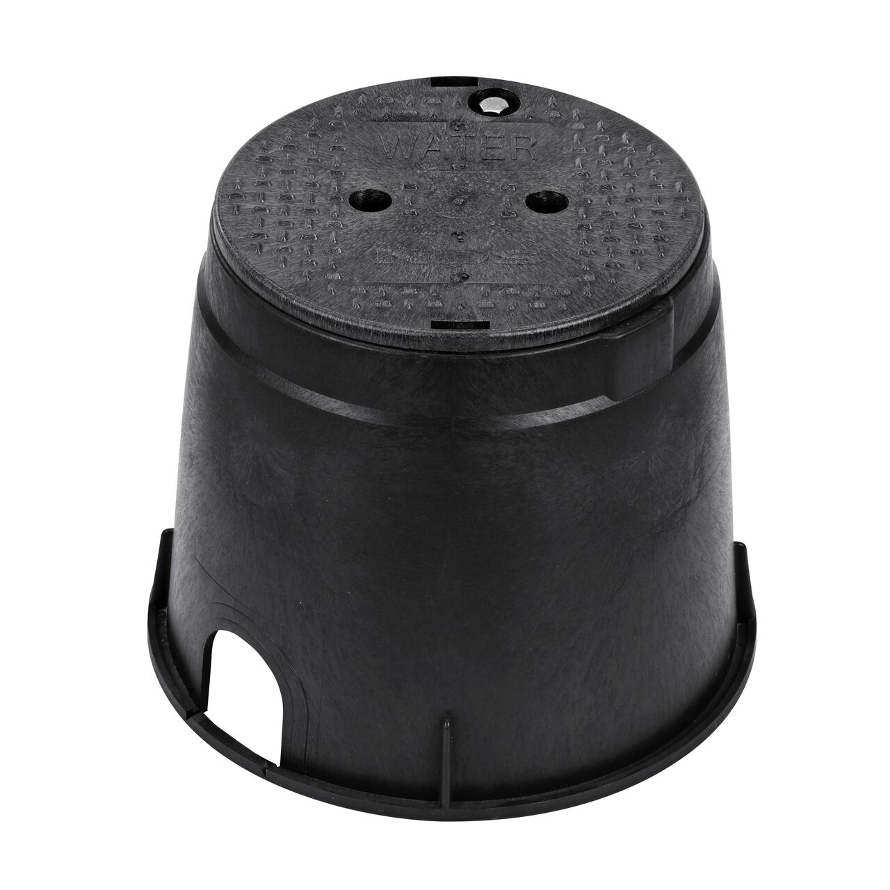 The NDS 10 in. Round Standard Series Valve Box and Cover with Bolt is a 10 in. high Black Box and Black Cover with Water markings on the lid (NDS 111BCBW); protect underground irrigation and sprinkler system components and keep them out of sight