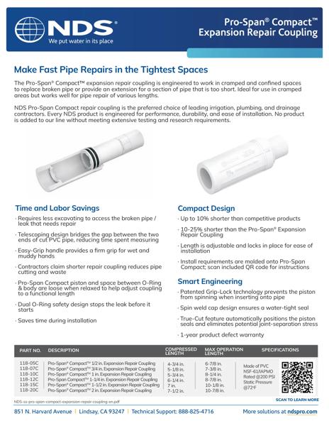 NDS Pro-Span® Compact™ PVC Expansion Repair Coupling