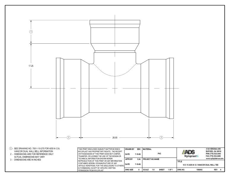 18 x 15 N-12 Dual Wall Tee Nyloplast Detail