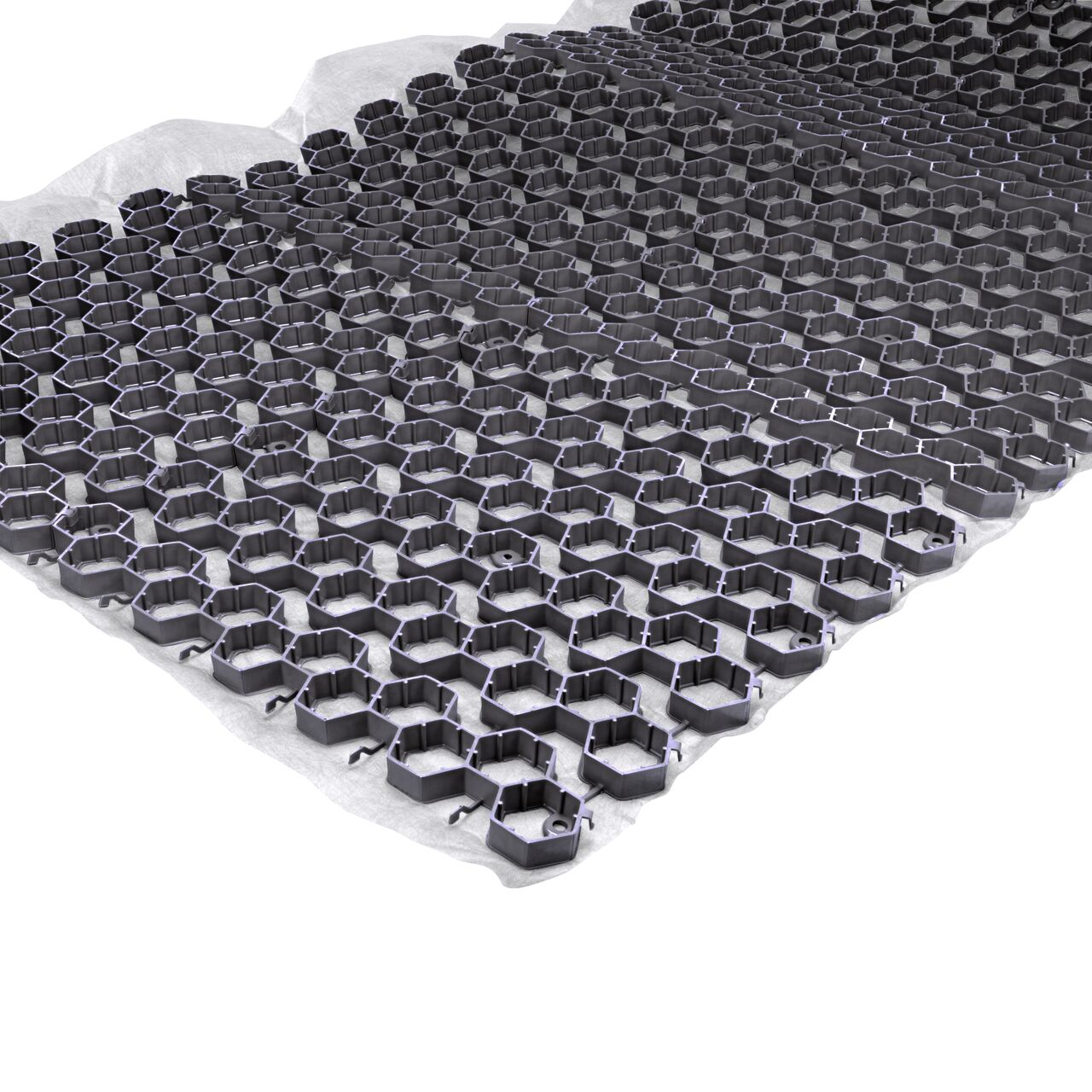 The gray NDS EZ Roll® Gravel Paver (NDS GP4X150G) panels come preassembled in easy-to-install rolls