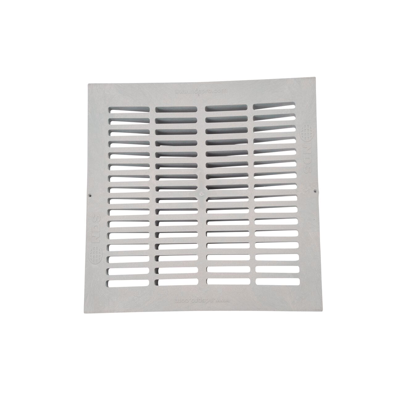 Alternate top down view of NDS 18 in. Square Catch Basin Drain Grate, Gray Plastic (NDS 1810)