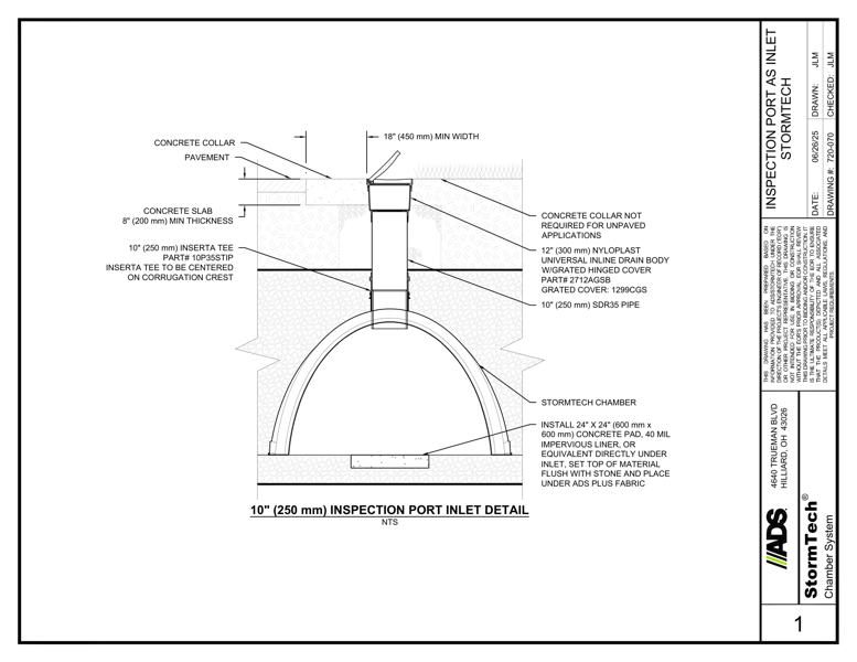 StormTech Inspection Port Inlet Detail