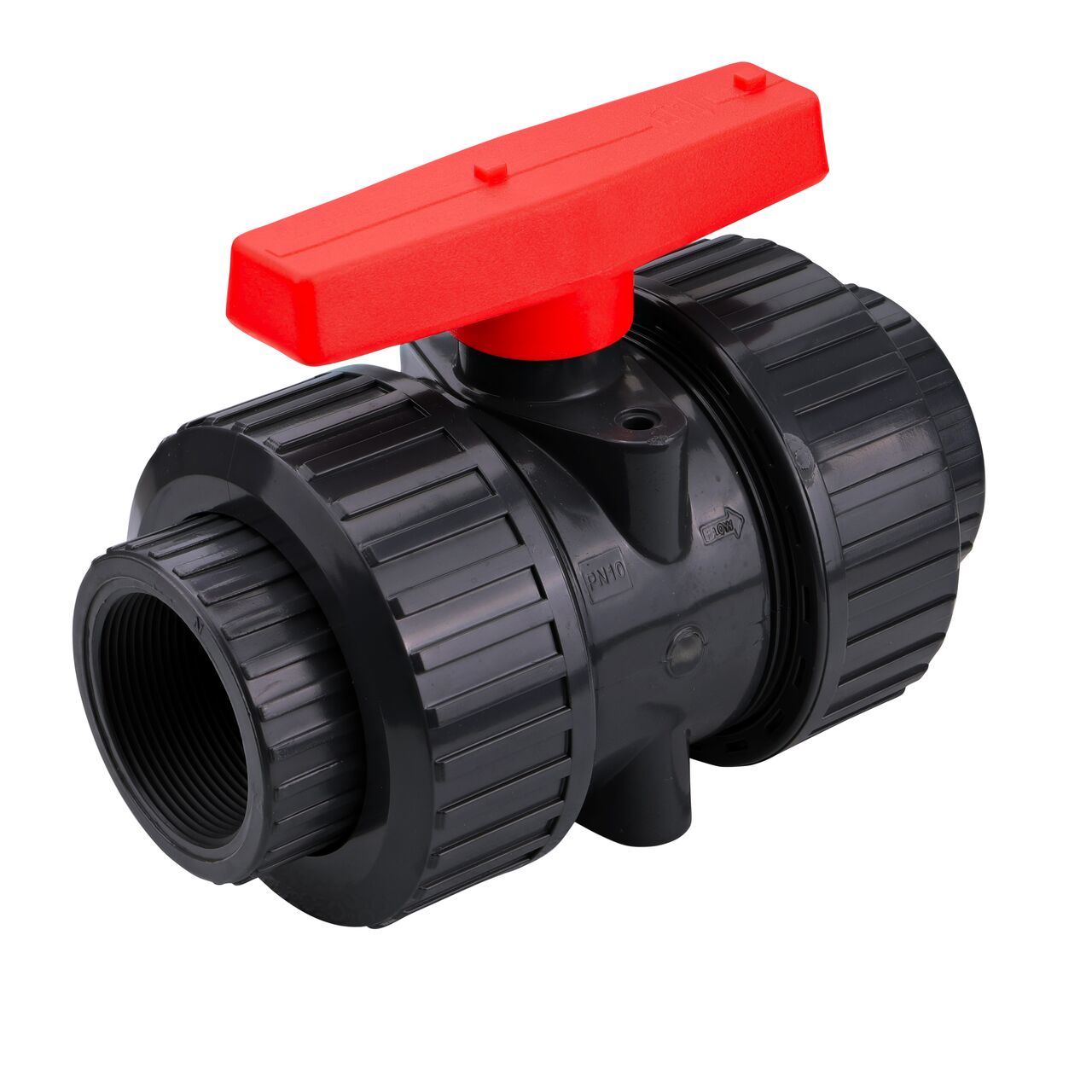 2 in. PVC Slip & Threaded True Union Ball Valve (NDS BTU-2000-E) is a leak-resistant valve that connects two 2 in. Sch. 80 pipes in an irrigation or other pressurized system to prevent costly property damage, pipe corrosion, and system issues