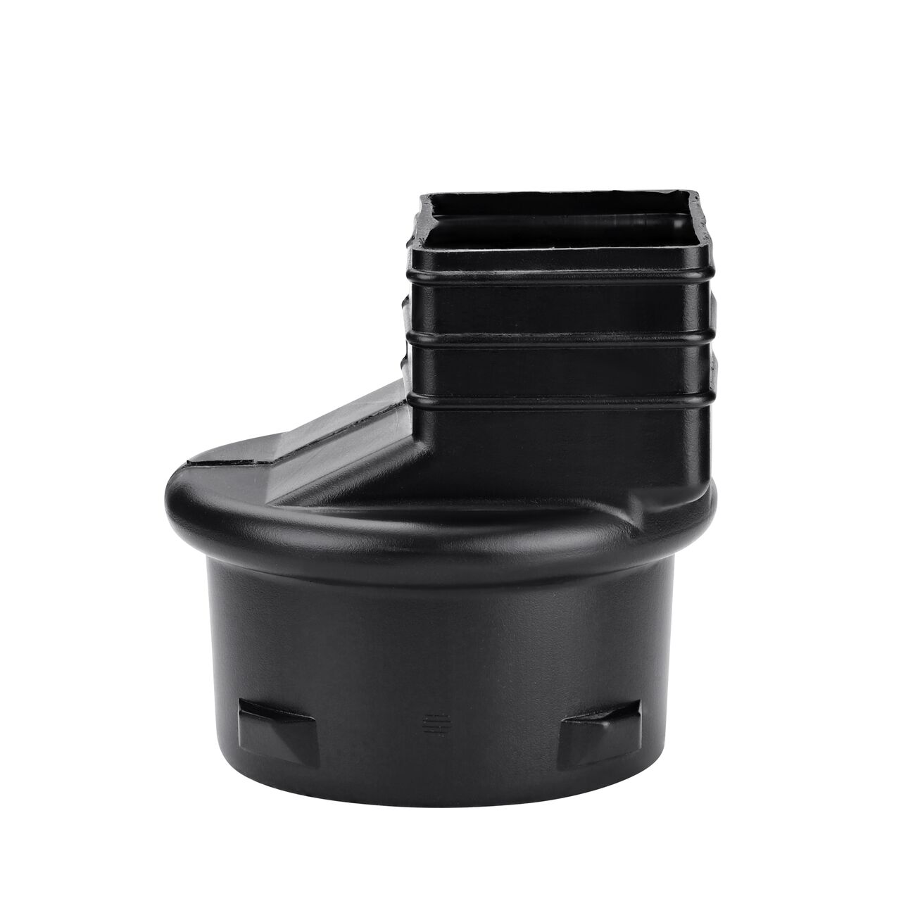 Assembled HDPE Downspout Adapter which transitions 2X3 in. Downspout to 4 in. Hub (NDS 234CDS)