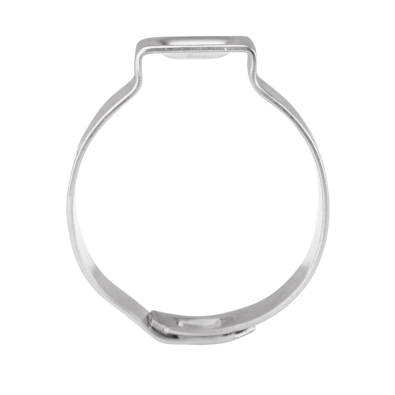 Install the NDS 210R Stainless Steel Pinch Clamp (NDS NC-155000-012) by sliding onto connection point between two pliable hoses or rigid pipes and crimp clamp ear to tighten (use pinch clamp tool sold separately)