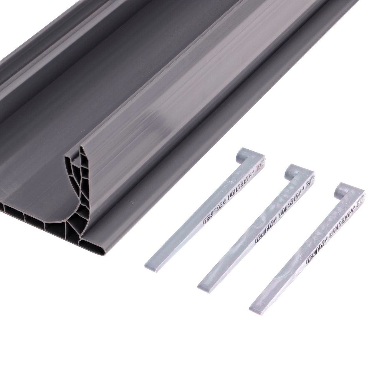 The NDS 6 in. Profile Channel Installation Stakes (NDS 230, NDS 230B) work with NDS Spee-D Channel Drain (NDS 400, 400-10)