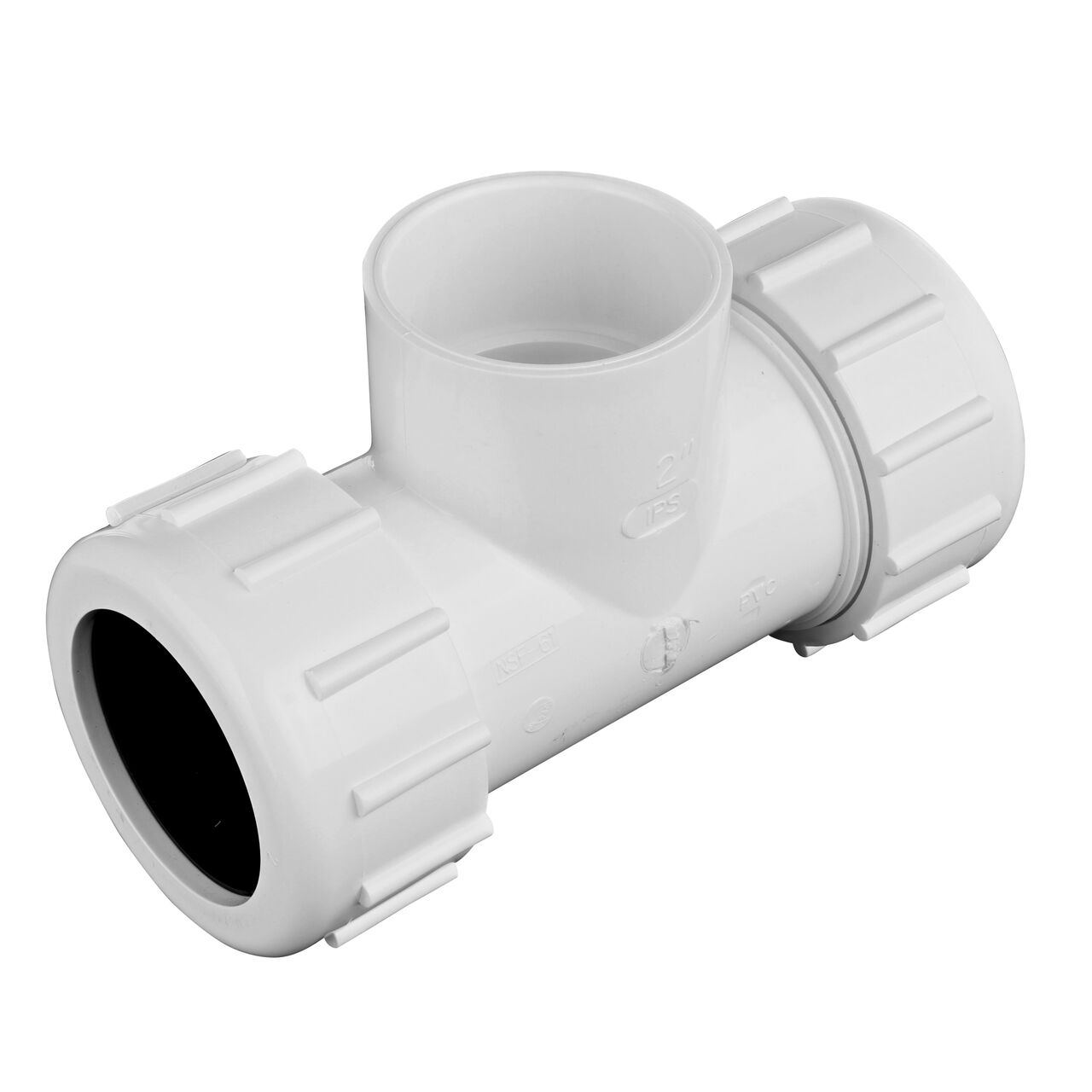 The NDS 2 in. IPS UC X S Compression Tee connect three sections of pipe to create a lateral branch in your flow system (NDS CPT-2000-S)