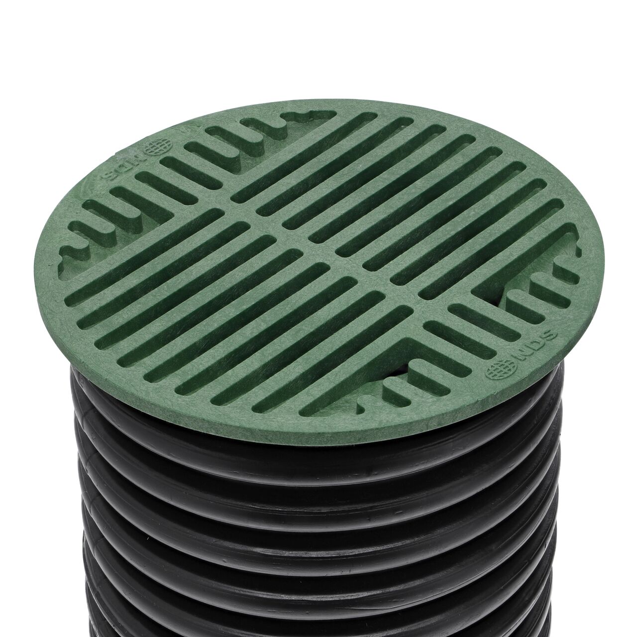 NDS 8 in. Round Grate installed on 6 in. Single-Wall Corrugated Pipe (NDS 20*, NDS 20)