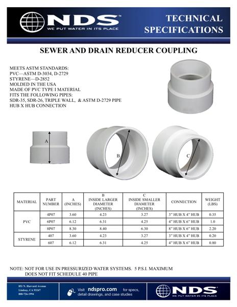 NDS S&D Increaser/Reducer Couplings Tech Spec