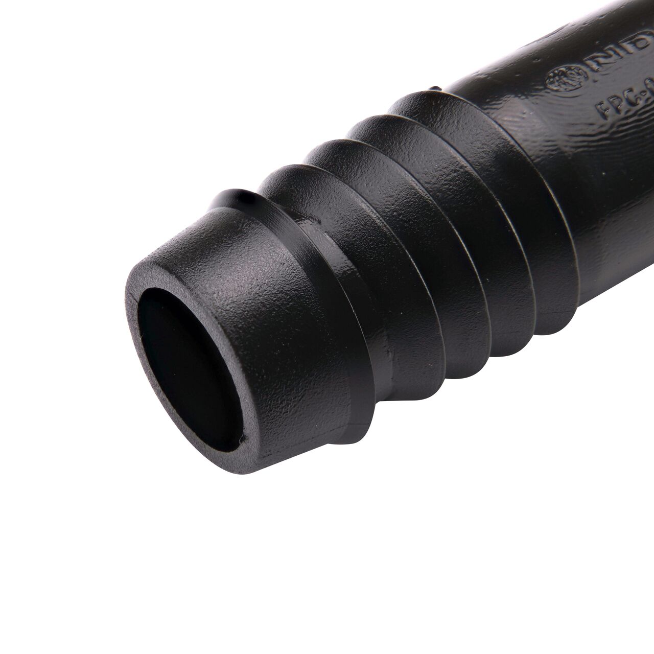 The 1/2 in. barbed ends on the NDS 1/2 in. Flexee Swing Pipe Connector is made of acetal and durable enough to withstand 70 PSI @ 72°F (NDS FPC-0490)
