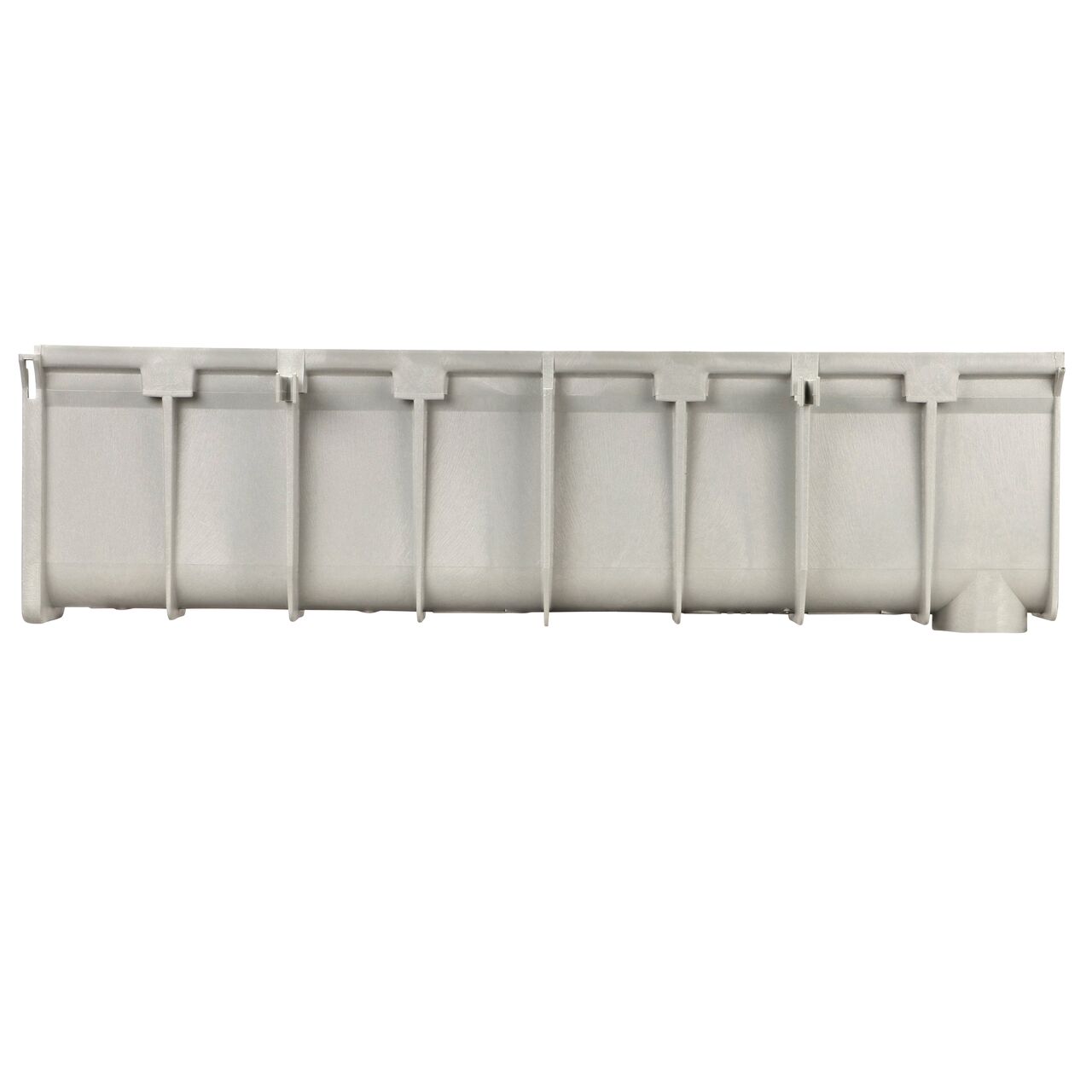 Side view of the NDS Neutral 11.39 in. Deep Dura Slope™ Channel Drain, end to end (NDS DS-112N)
