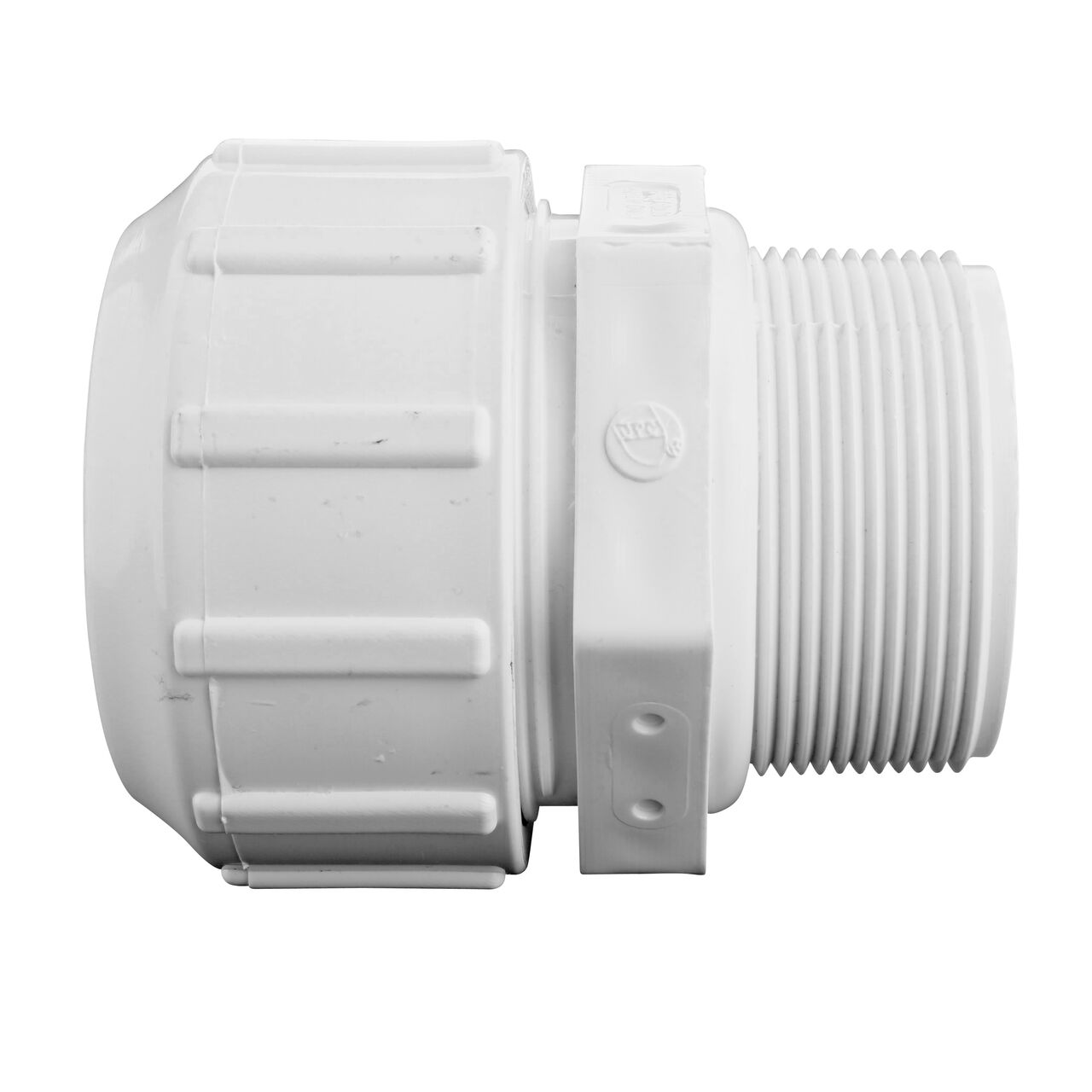 Side View of the NDS NDS 2 in. Flo-Lock™ Gripper Adapter (NDS 730-20) which transports water through pipes